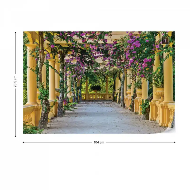 Preferatul clienților Fototapet Peisaj de gradina cu flori mov