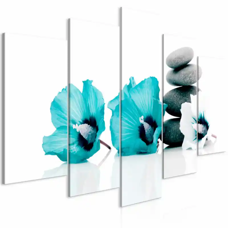 Bestseller Tablou - Calm Mallow (5 Parts) Wide Turquoise