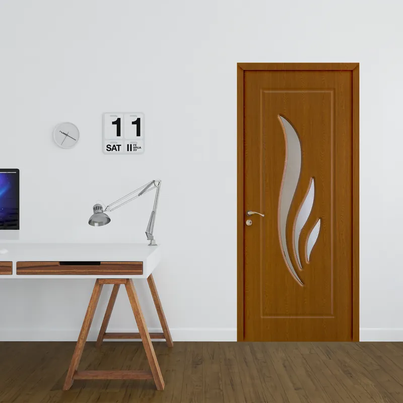 Usa interior din MDF Optima 071, cu geam, reversibila, toc si accesorii incluse, stejar inchis, 80 x 200 cm Preferatul clienților