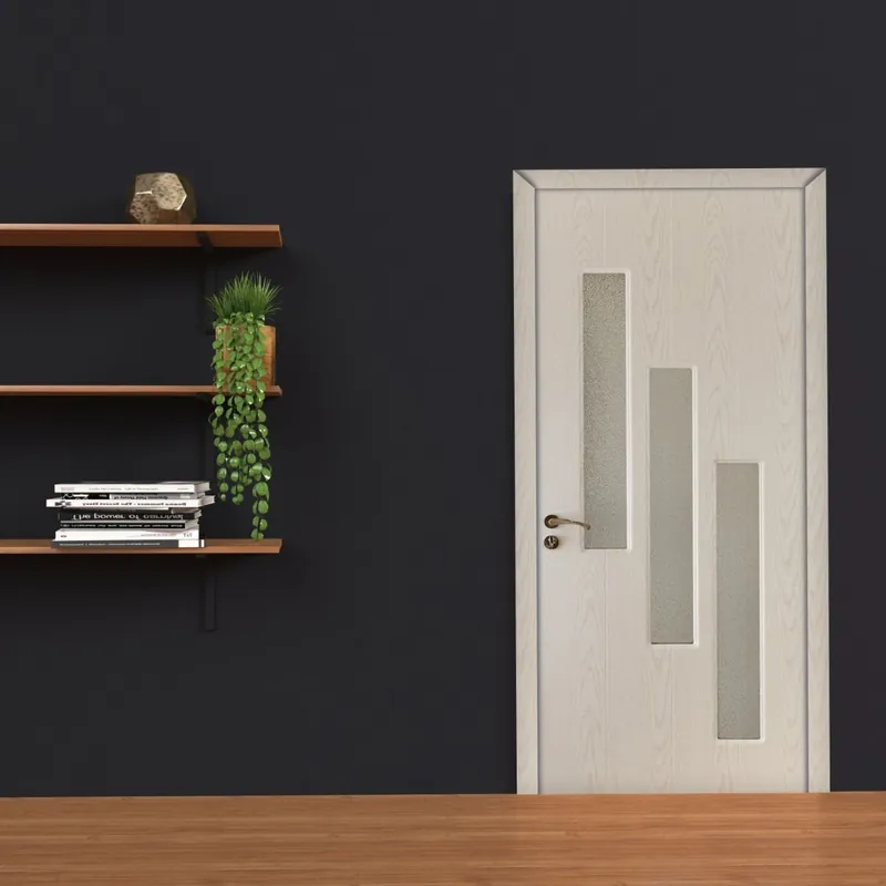 Doar azi Usa interior din MDF Optima 105, cu geam, reversibila, toc si accesorii incluse, stejar alb, 70 x 200 cm