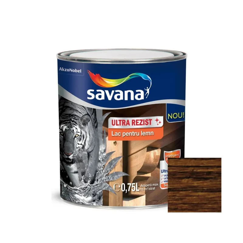 Lac pentru lemn Savana Ultra Rezist, nuc, interior/exterior, 0.75L Reducere