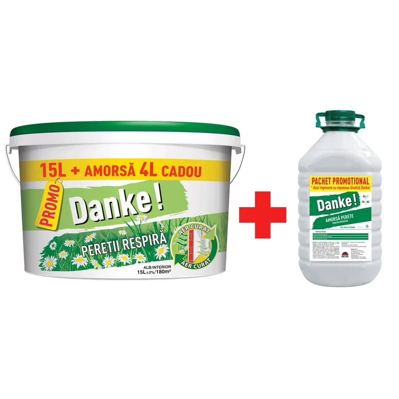 Vopsea lavabila pentru interior Oskar 1 strat 15 L + amorsa 4L + Danke peretii respira 15L Ultima șansă