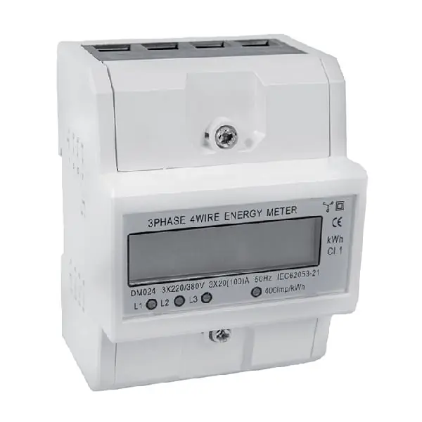 Contor electric trifazat digital EL-024, 3×20(100)A, 230/380 V, montaj pe șină DIN, tarif unic Chilipir