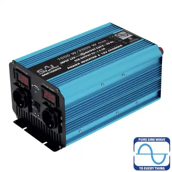 Promoție Invertor și sursă de alimentare neîntreruptibilă, undă sinusoidală pură, 1000W, USB, voltmetru dublu SAIC1000TS