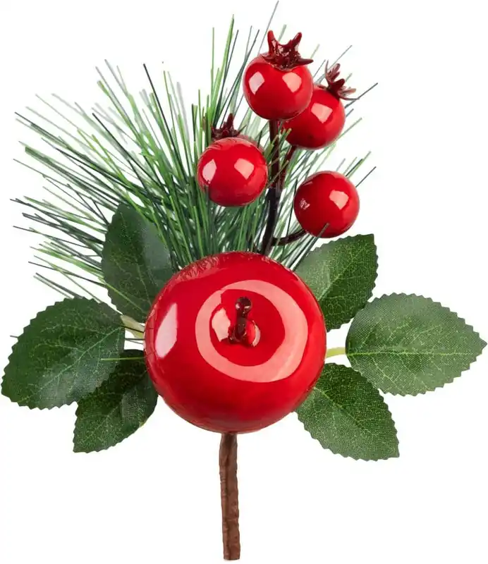 Lichidare de stoc Decoratiune Crenguță de Crăciun MagicHome, cu măr, roșie, 14 cm
