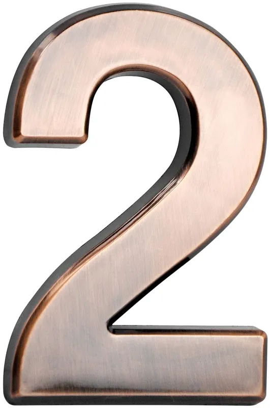Numar de casă, „2”, cu bandă adezivă, bronz, 70×100 mm, ABS Retur ușor