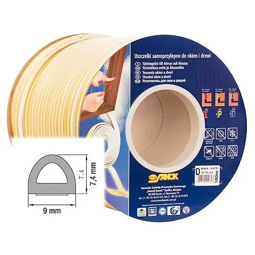 Banda etansare usi si ferestre, alb, profil D 9 x 7.4 mm, L – 50 m Ofertă