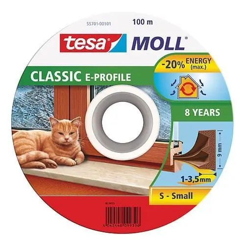 Cumpărături sigure Banda etansare usi si ferestre, Tesa, maro, profil E, 9 x 4 mm