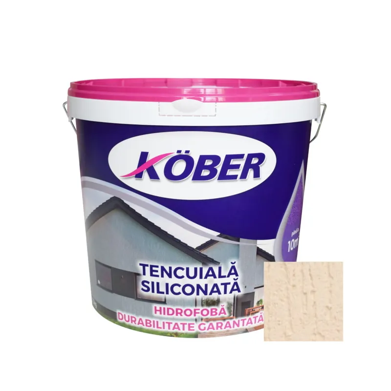 Popular Tencuiala decorativa siliconata, aspect scoarta de copac, cappuccino, 25 kg, 1.5 mm, interior / exterior, Kober