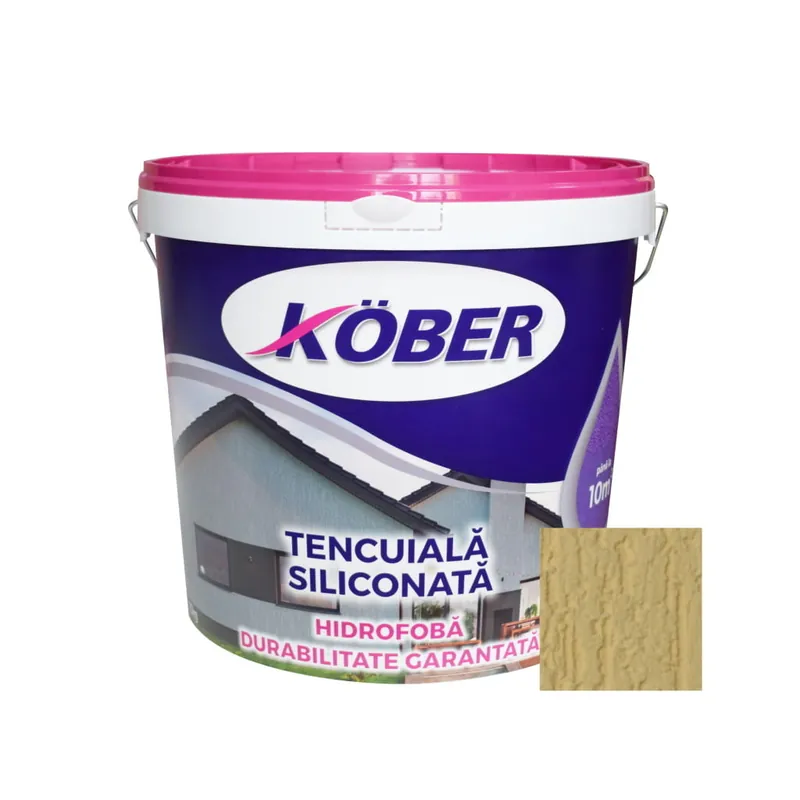 Ultima șansă Tencuiala decorativa siliconata, aspect scoarta de copac, chihlimbar, 25 kg, 1.5 mm, interior / exterior, Kober