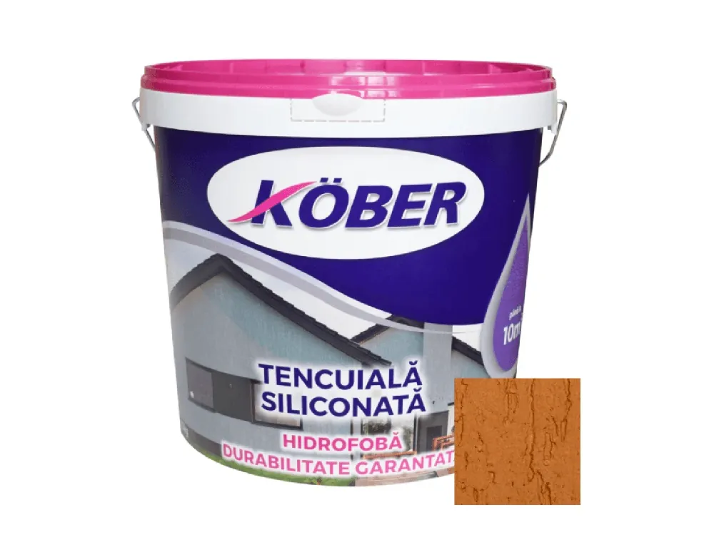 Doar azi Tencuiala decorativa siliconata, aspect scoarta de copac, sahara, 25 kg, 1.5 mm, interior / exterior, Kober