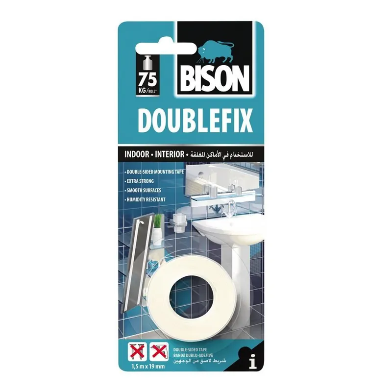 Banda dubla adeziva, 1.5 m x 19 mm, Bison Reducere extra