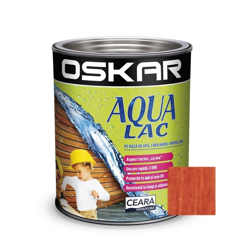 Comandă acum Lac pentru lemn, cires, pe baza de apa, interior / exterior, 0.75 L, Aqua Lac, Oskar
