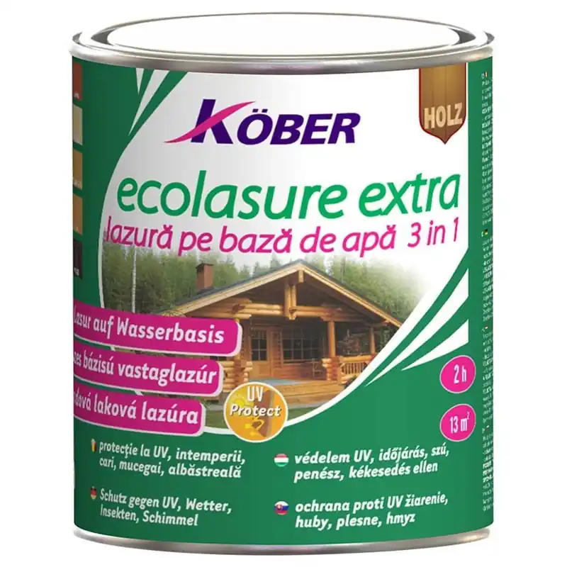 Lac pentru lemn, 0.75 L, wenge, interior / exterior, Ecolasure extra, Kober Plată sigură