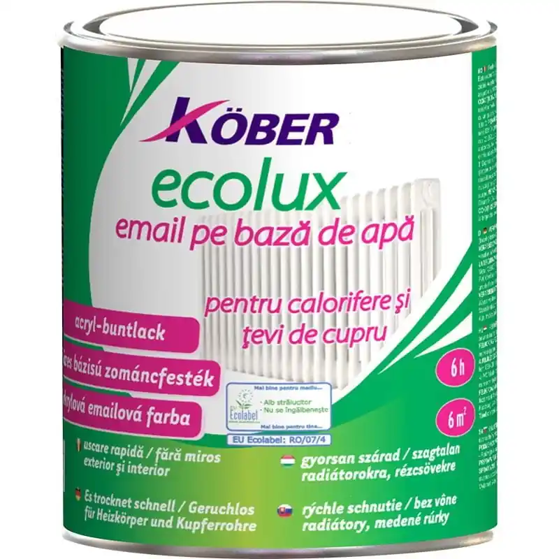 Preferatul clienților Vopsea acrilica, pentru calorifere si tevi cupru, 2.5 L, alb, interior / exterior, V82101, Ecolux, Kober