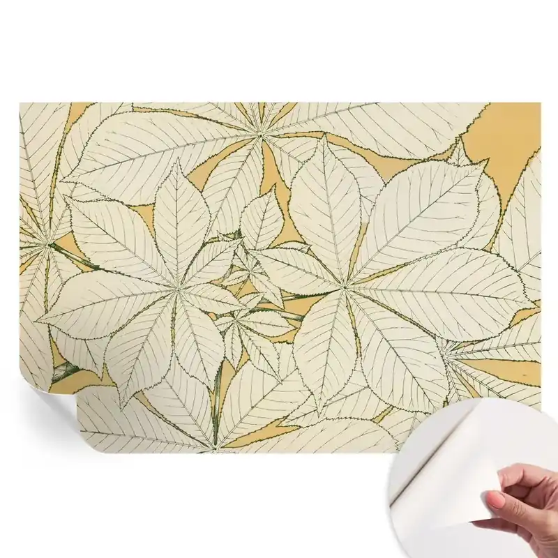 Fototapet modern cu model de frunze de castan pentru sufragerie Disponibil imediat