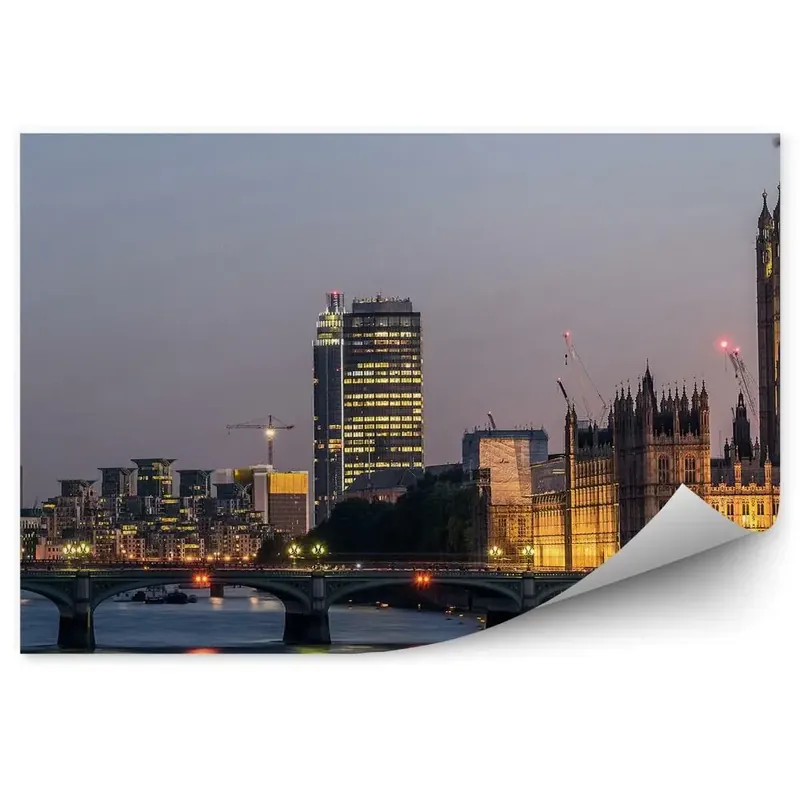 Decor fototapet Podul Big Ben, Tamisa, Bărci, Zgârie-Nori, Cer Cumpără acum