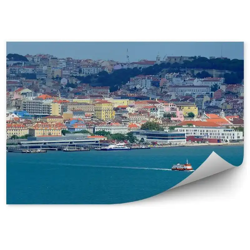 Super ofertă Decor fototapet Clădiri Deal Ocean Navă Lisabona