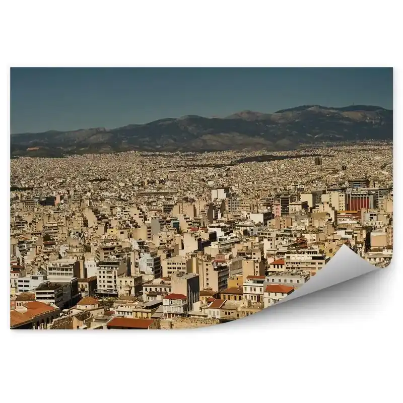 Fototapet Panorama Orașului Atena Grecia Clădiri Munți Reducere