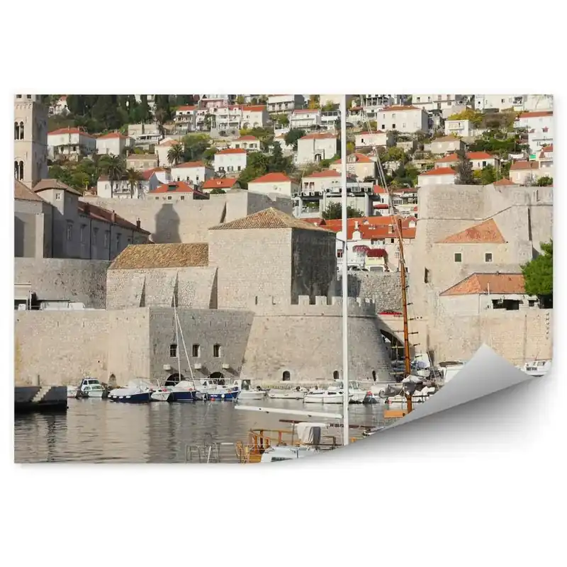 Fototapet pentru perete Fort Saint John Clădiri Bărci Cer Mare Copaci Dubrovnik Plată securizată