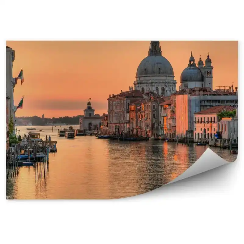 Mai ieftin Fototapet Bazilica Grand Canal Clădiri Bărci Apus De Soare Veneția