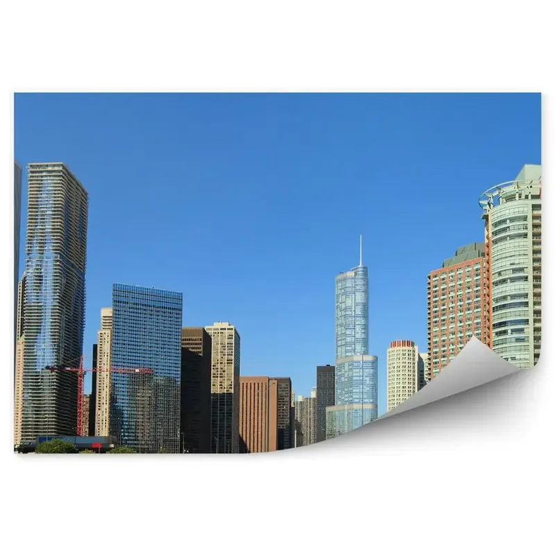 Bestseller Fototapet vintage Zgârie-Nori Din Chicago, Râul Copacilor