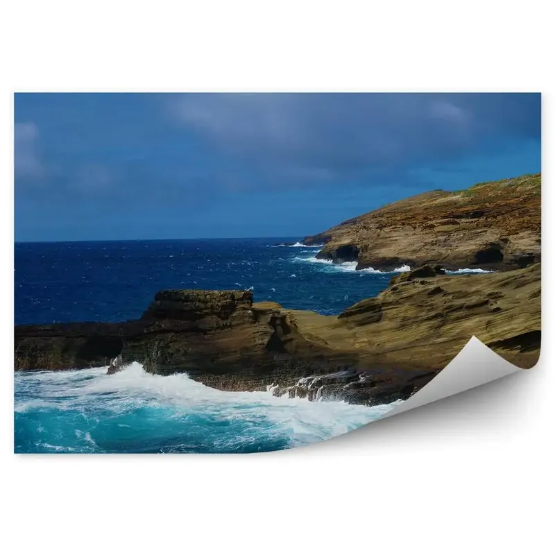 Fototapet vintage Coasta Oceanului Verde Hawaii Cer Disponibil imediat