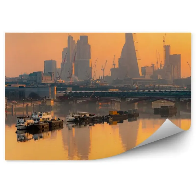 Fototapet perete Clădiri Pod Bărci Tamisa Apus De Soare Londra Cel mai bun preț