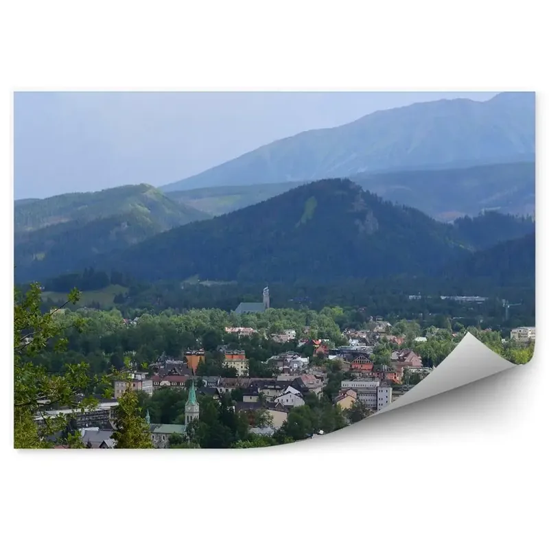Fototapet perete Vedere Zakopane Case Munți Copaci Plante Cer Nori Chilipir