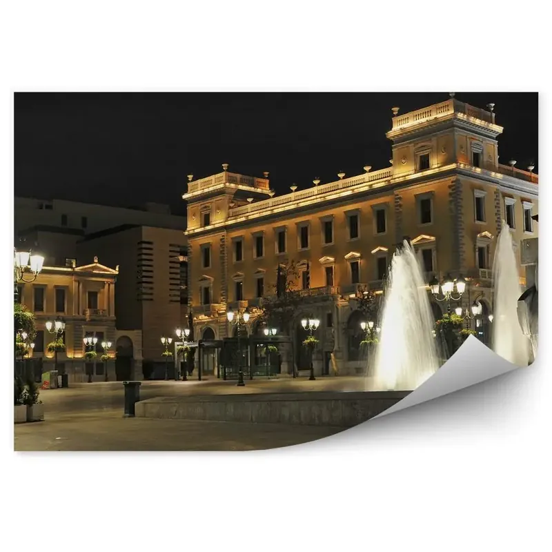 Plată sigură Fototapet Fântâna Din Piața Kotzia Din Atena Noaptea