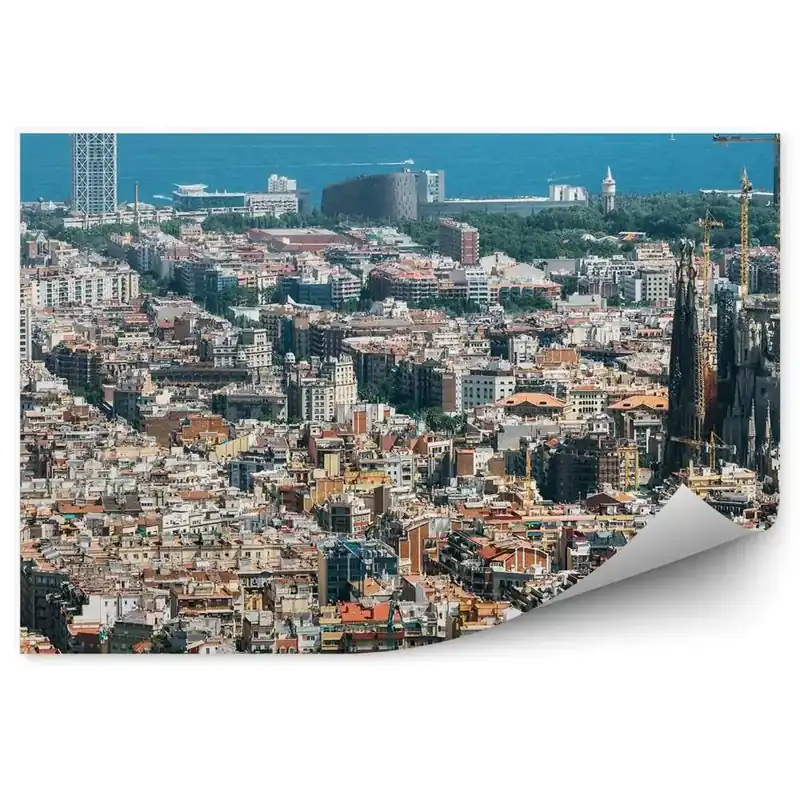 Retur gratuit Fototapet vintage Panorama Sagra Familia A Orașului Barcelona