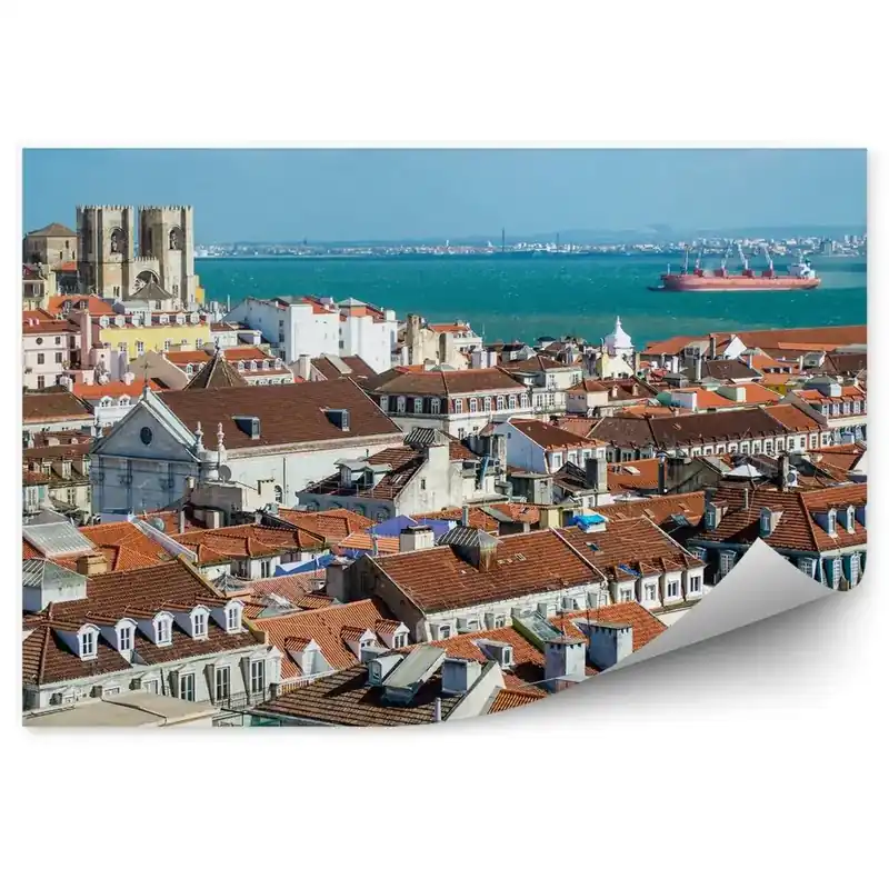 Promoție Fototapet pentru perete Vedere Aeriană Lisabona Clădiri Ocean Navă