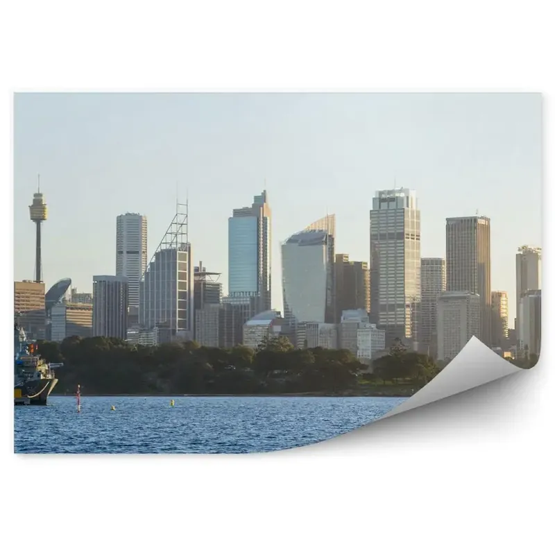 Disponibil imediat Fototapet vintage Zgârie-Nori Copaci Bărci Ocean Sydney