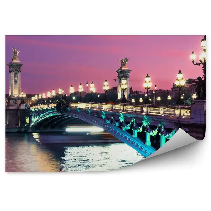 Discount Decor fototapet Podul Alexandru Al Iii-Lea Sena Lămpi Bărci Apus De Soare