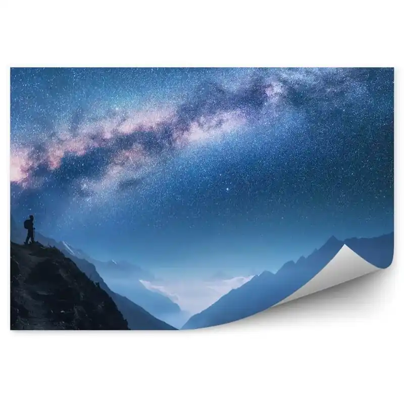 Fototapet perete Calea Lactee Turiști Munți Cer Stele Galaxie Univers Doar azi