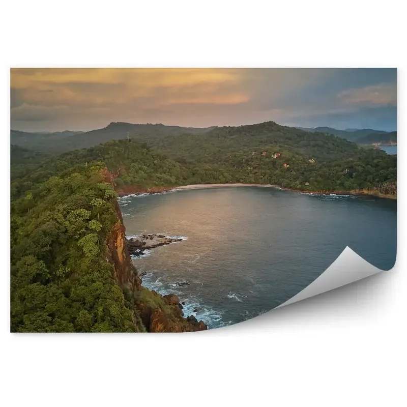 Ofertă specială Fototapet Clădiri Din Pădure Tropicală Stânci Roci Ocean Cer Nori