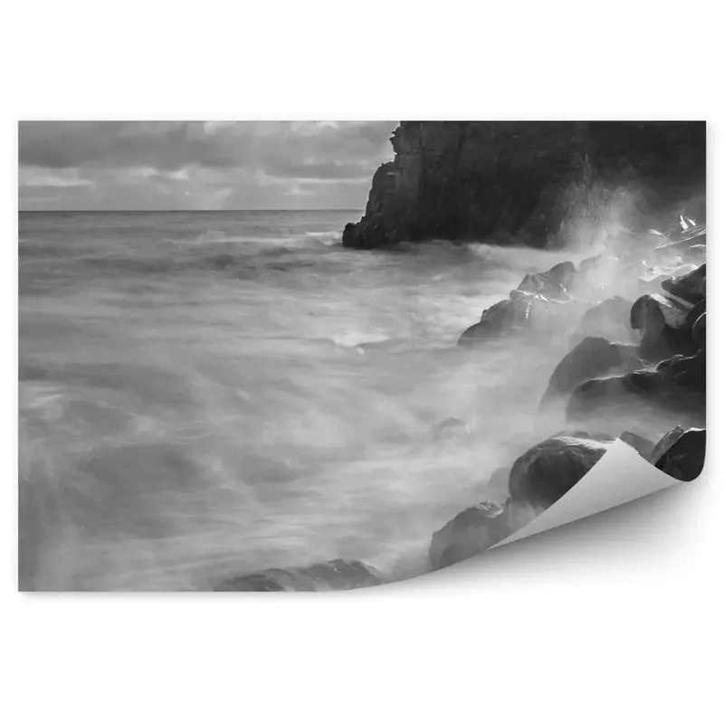 Preferatul clienților Fototapet perete Sepia Valuri Oceanului Stânci Cer Nori Coasta Madeira
