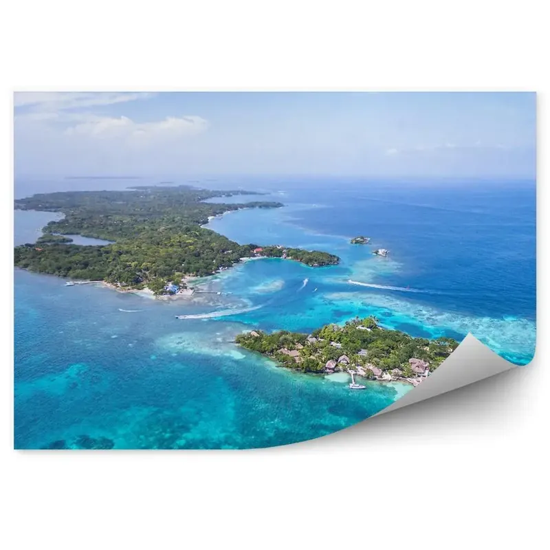 Fototapet perete Insulele Adăpostesc Copaci Ocean Cartagina Colombia Cer Nori Preț promoțional