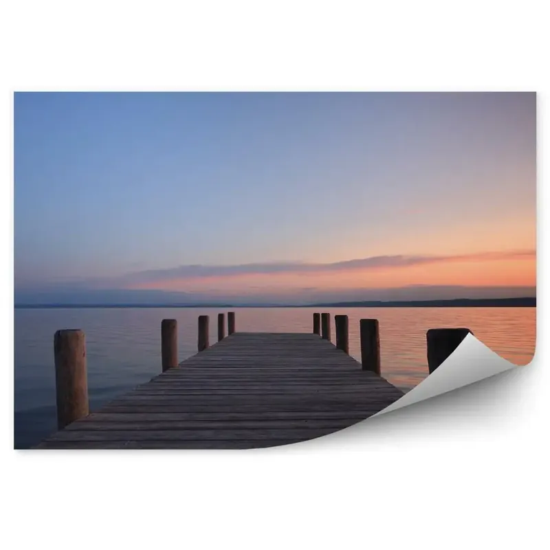 Noutate Fototapet pentru perete Apus De Soare Debarcader Yacht Nori Lac