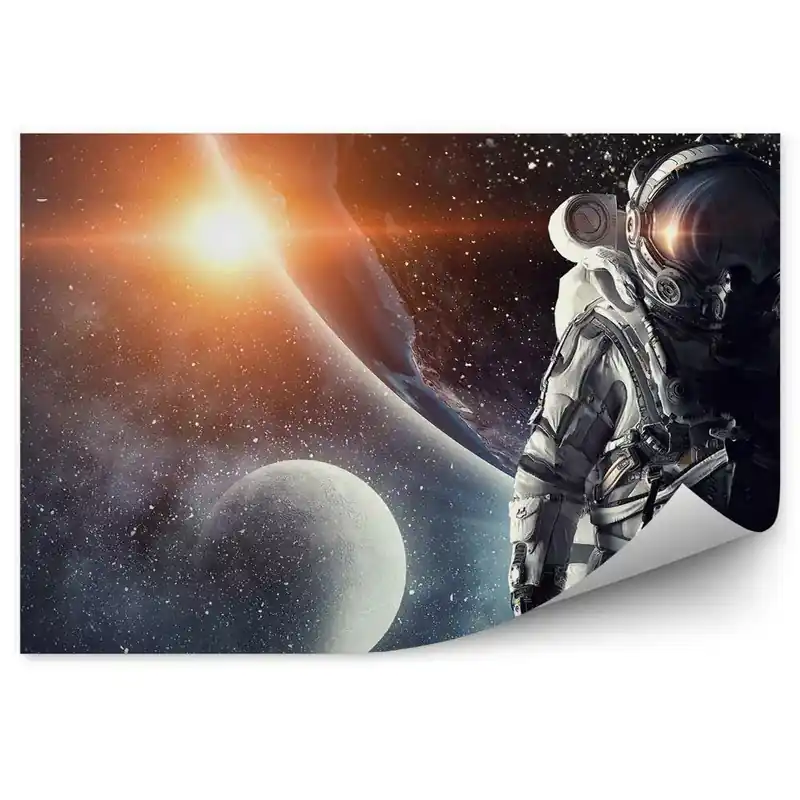 Fototapet Astronaut Spatiul Cosmic Luna Cer Stele Planeta Pamant Ofertă exclusivă