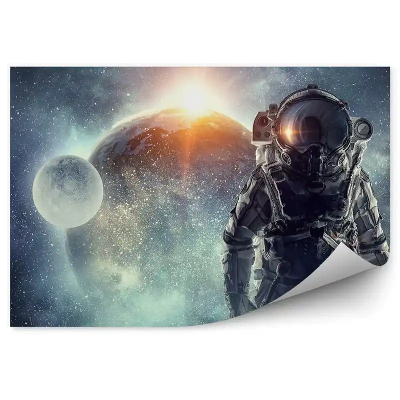 Fototapet pentru perete Cerul Astronaut Stele Spațiul Cosmic Lună Planeta Pământ Retur ușor