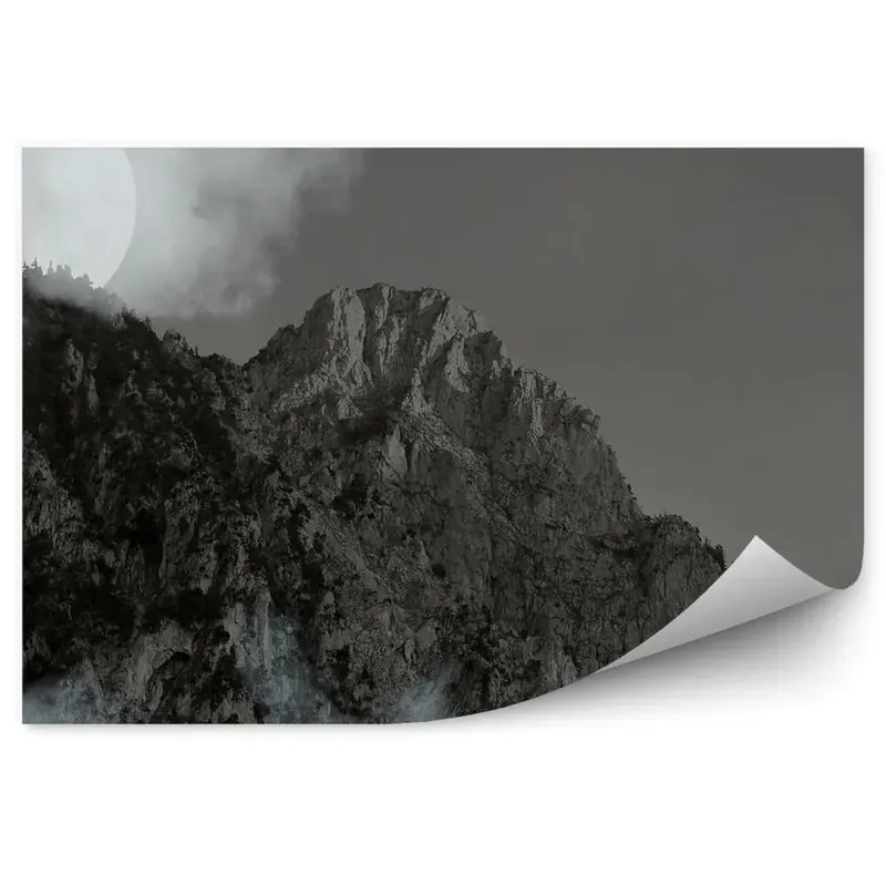 Cumpărături sigure Fototapet vintage Alpi Alb-Negru Munți Nori Lună