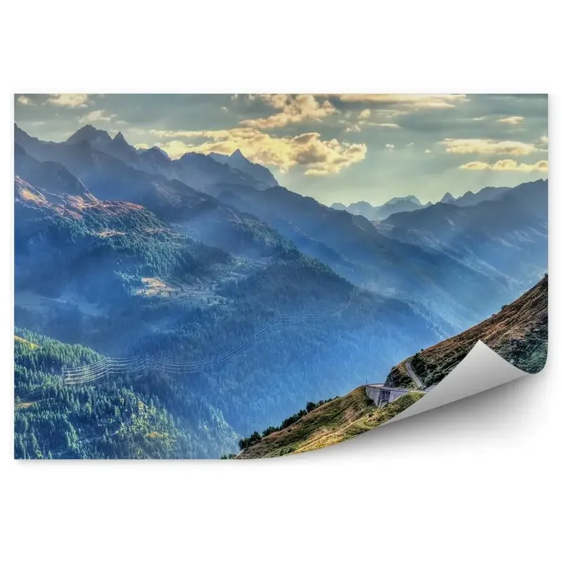 Fototapet Pasul Gotthard, Alpii Elvețieni, Munți, Cer, Nori Livrare expres