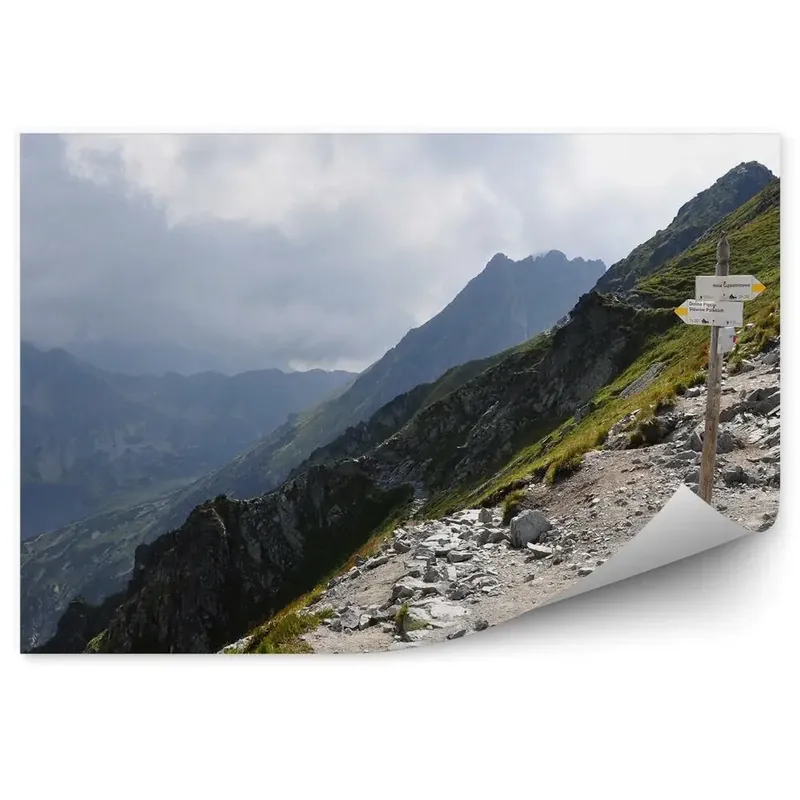Vezi acum Fototapet pentru perete Valea Celor Cinci Iazuri Munții Tatra Cer Nori Semn