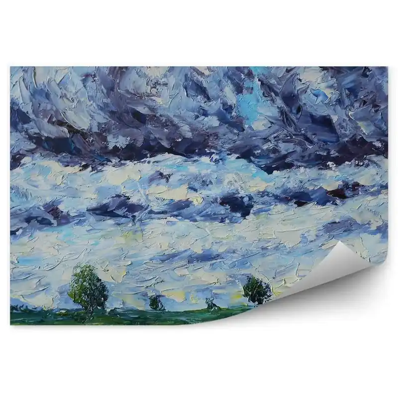 Promoție Decor fototapet Câmp Pictat Iarbă Natură Cer Înnorat