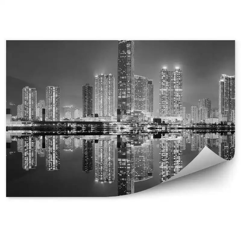 Bestseller Fototapet Zgârie-Nori Alb-Negru Din Hong Kong Umbră Lumini