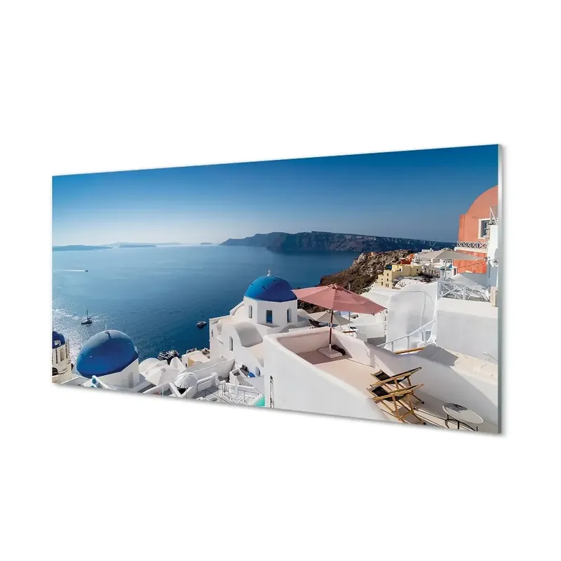 Mai ieftin Fotografie imprimată pe sticlă Grecia Clădiri Albe Ale Mării Santorini