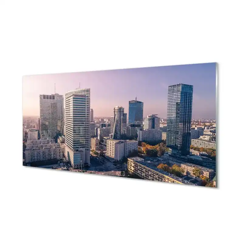 Cumpărături sigure Tablou de sticlă Panorama Orașului Zgârie-Nori Din Varșovia