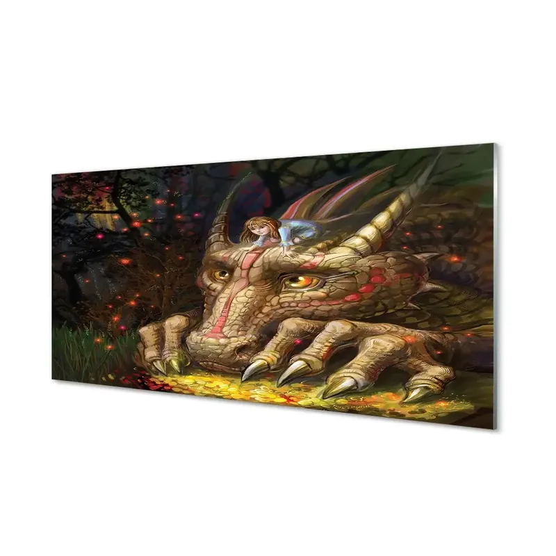 Fotografie imprimată pe sticlă O Fată Pe Cap De Dragon Livrare rapidă
