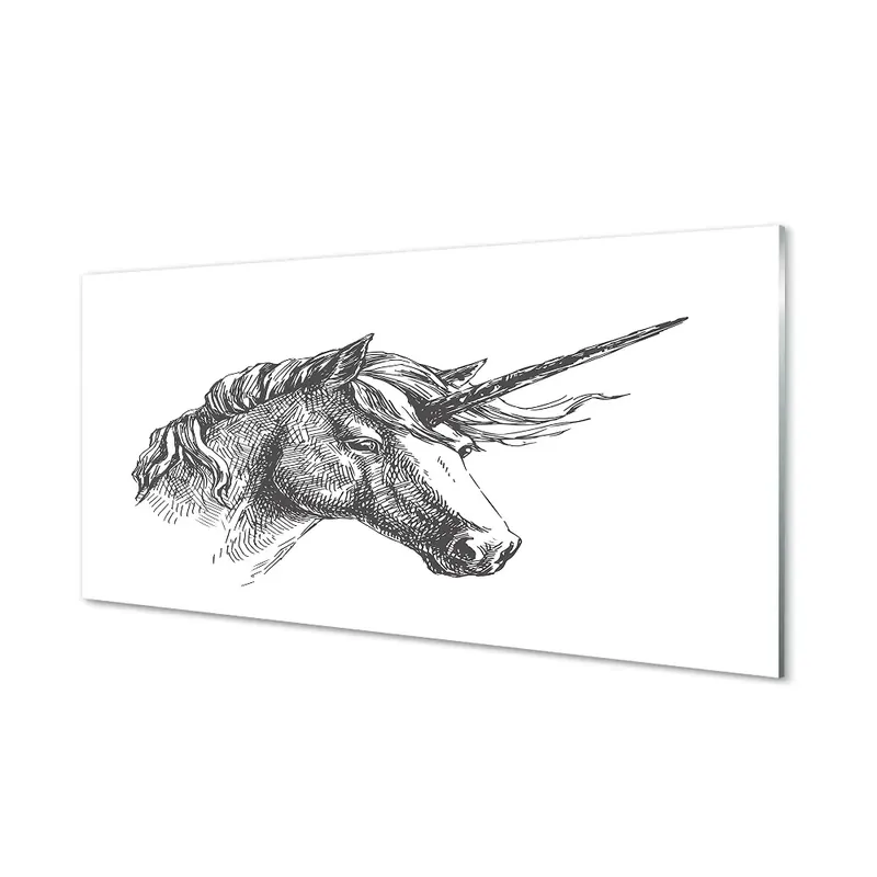 Reducere de preț Tablou pe sticlă Unicorn Din Desene Animate Pe Un Fundal Alb